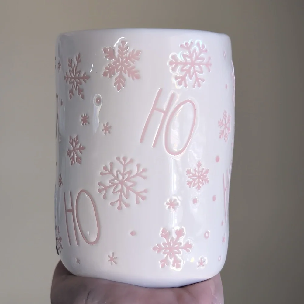 Rae Dunn HO HO HO ❄️ Pinkmas Mug with All-over Snowflake Graphics - Picture 2 of 4
